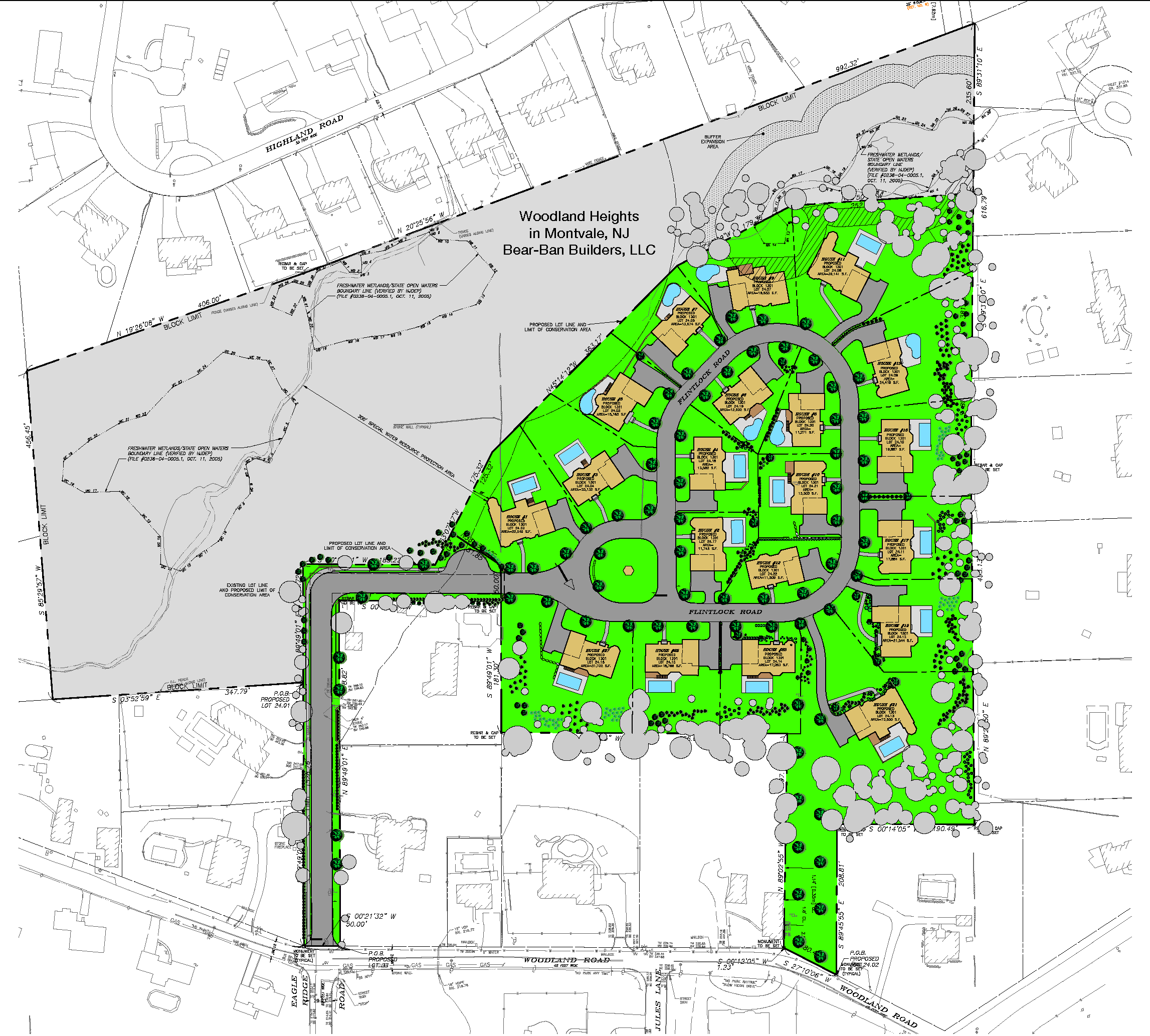 Site Layout of Woodland Heights Development in Montvale, NJ by Bear-Ban Builders, LLC