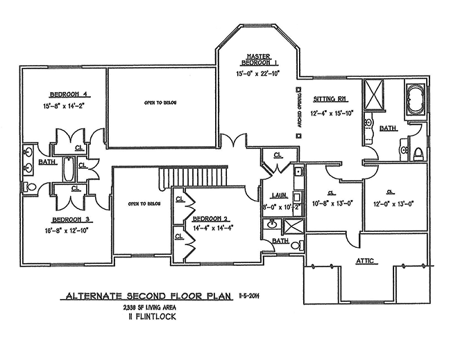 Alternate Second Floor Plan of 11 Flintlock Road, Montvale, NJ